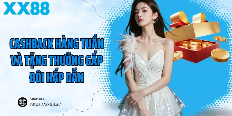 Cashback hàng tuần và tặng thưởng gấp đôi hấp dẫn
